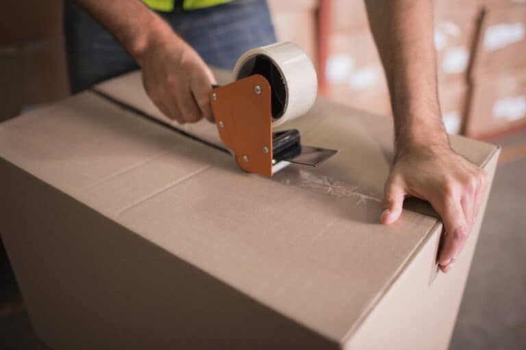 A packing tape sealing a cardboard