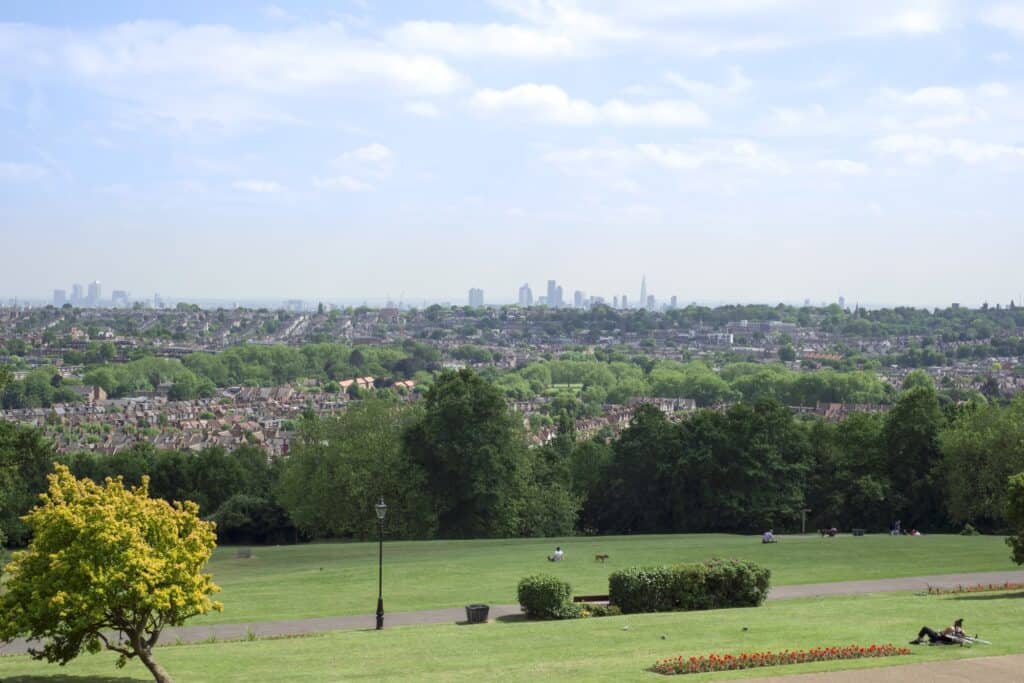 View of the London cityscape from Alexandra Palace