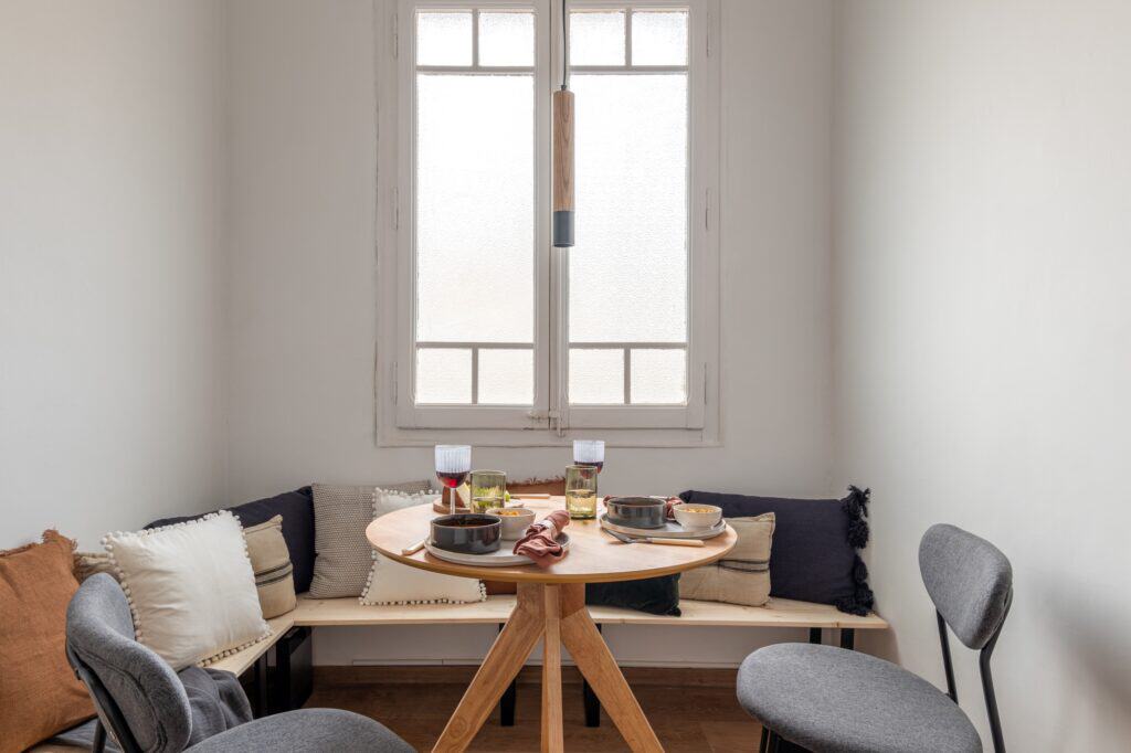 A tiny dining room in a small flat