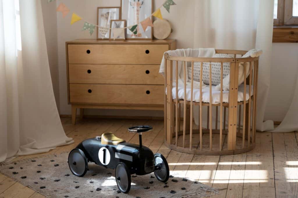 An infant's room with few pieces of furniture after Man and Van delivered the items